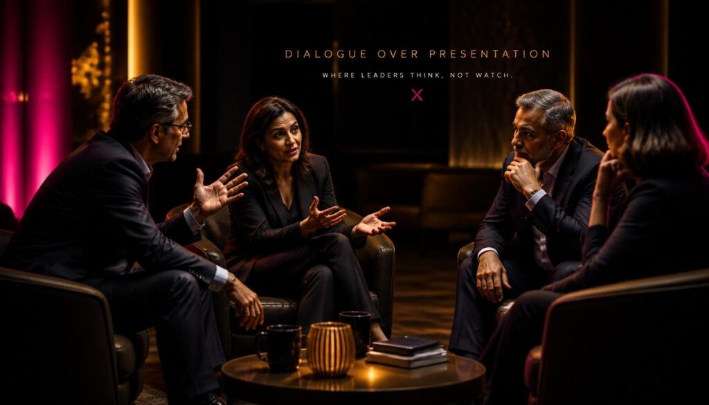 senior executives choosing dialogue over presentation