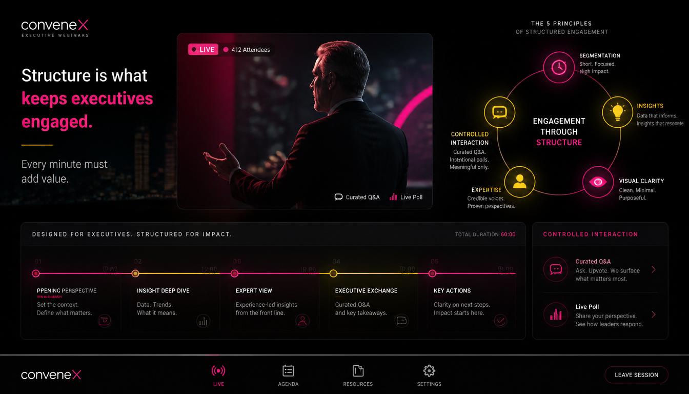high‑end executive webinar interface